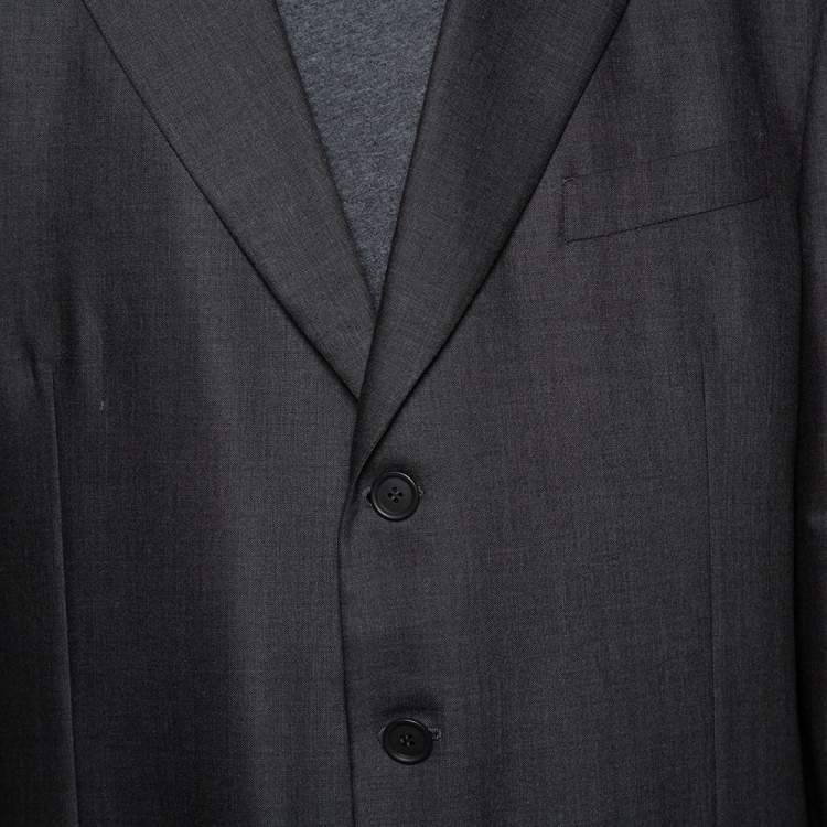 Pre Owned Giorgio Armani Charcoal Grey Wool Suit 5XL