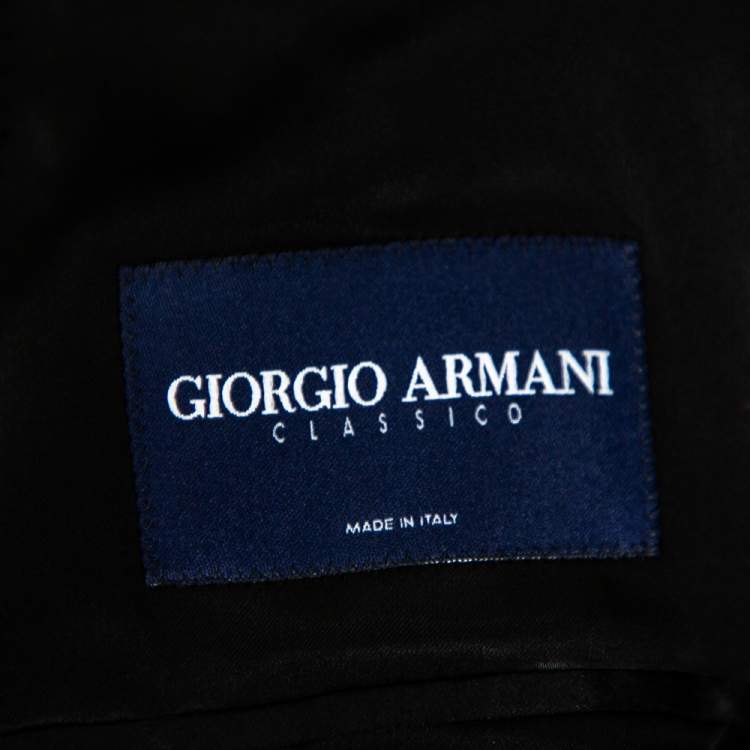 Pre Owned Giorgio Armani Black Wool Contrast Trim Detail Button Front Suit XXL