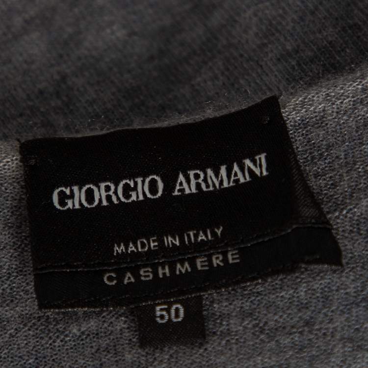 Pre Owned Giorgio Armani Grey Washed Out Effect Cashmere Lightweight Sweater L