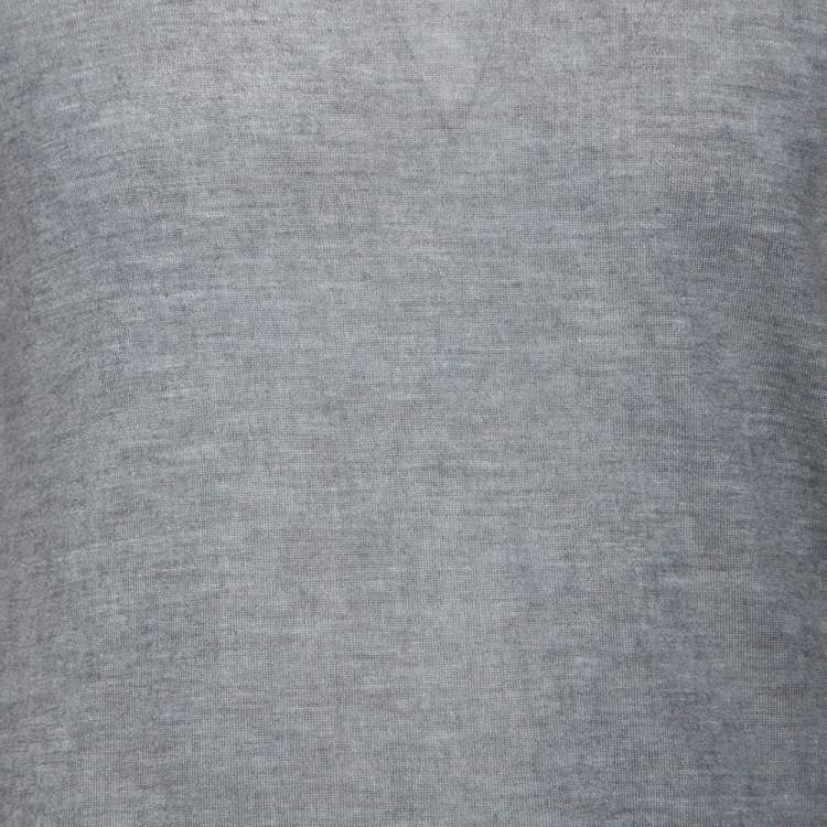 Pre Owned Giorgio Armani Grey Washed Out Effect Cashmere Lightweight Sweater L