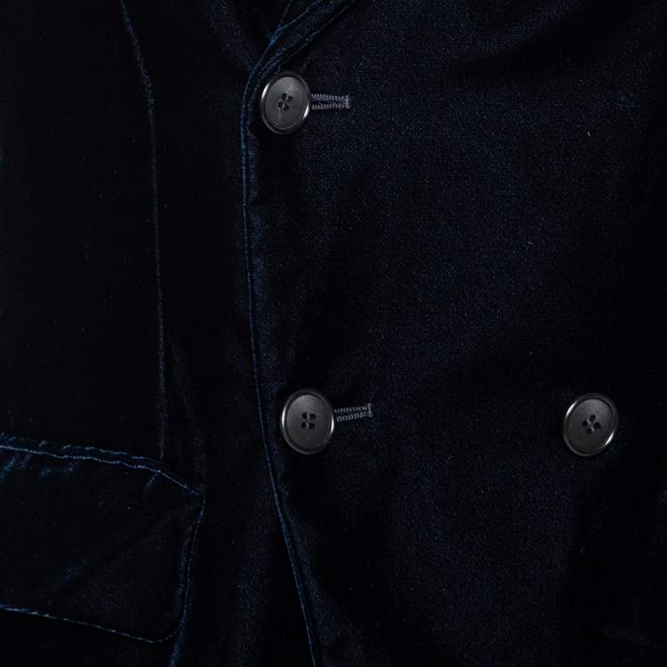 Pre Owned Giorgio Armani Midnight Blue Velvet Double Breasted Blazer M
