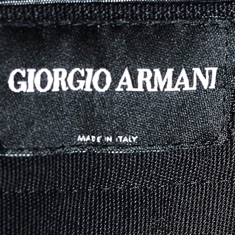 Pre Owned Giorgio Armani Navy Blue Striped Linen Wide Leg Pants L