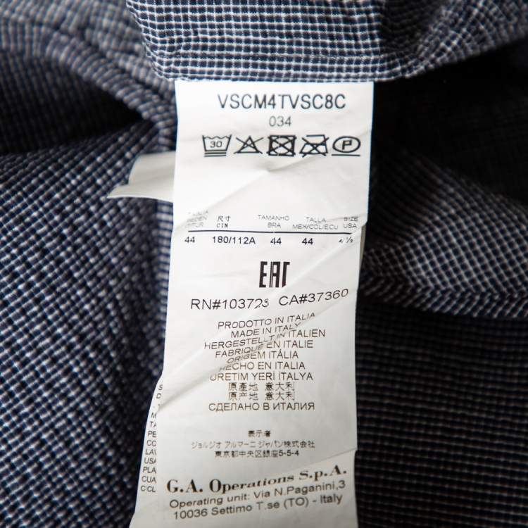 Pre Owned Giorgio Armani Navy Blue Striped Crinkled Cotton Button Front Shirt 3XL