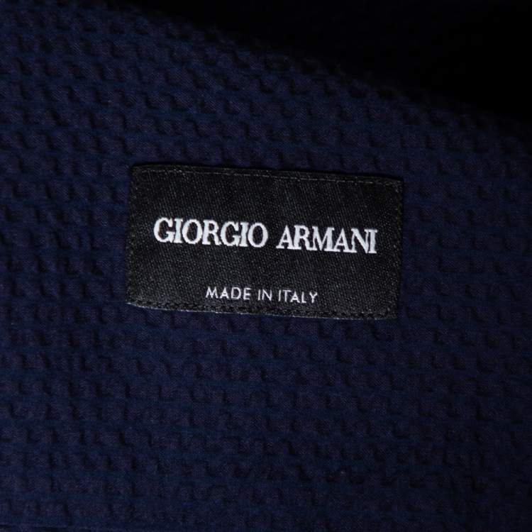 Giorgio Armani Navy Blue Crinkled Cotton Button Front Shirt 4XL Giorgio ...