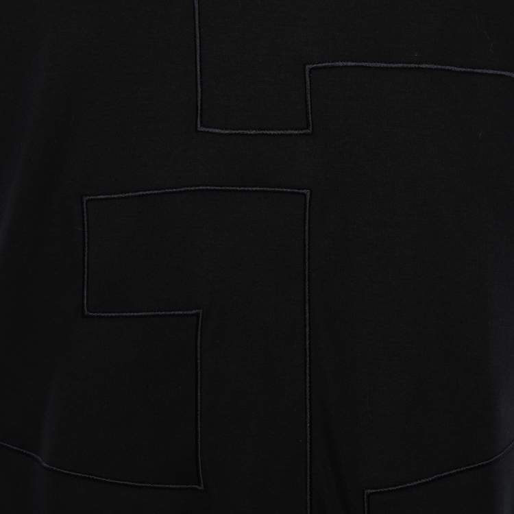 Pre Owned Giorgio Armani Black Logo Embroidered Cotton Knit Crewneck T-Shirt XXL