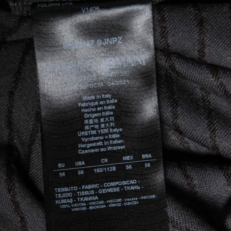Pre Owned Giorgio Armani Grey Diagonal Stripe Textured Knit Short Sleeve T-Shirt 3XL
