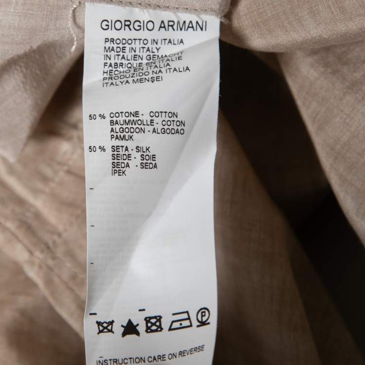 Pre Owned Giorgio Armani Beige Cotton & Silk Button Front Shirt XL