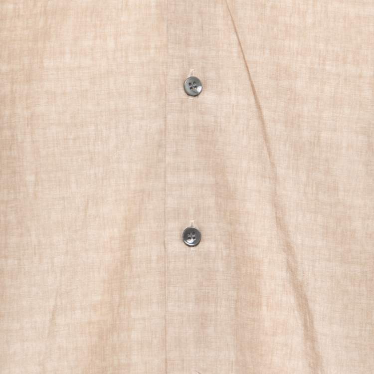 Pre Owned Giorgio Armani Beige Cotton & Silk Button Front Shirt XL