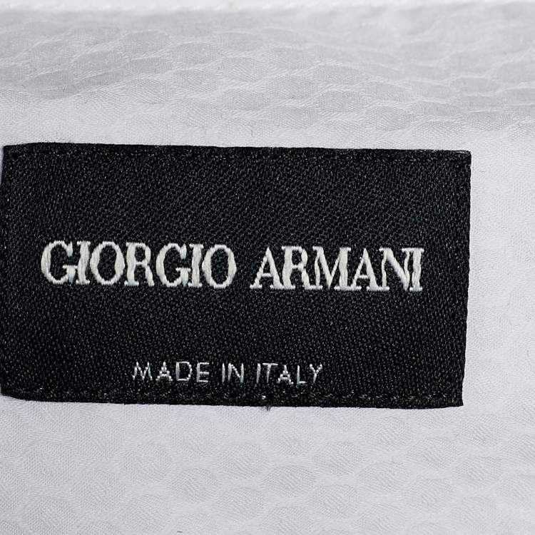 Pre Owned Giorgio Armani White Textured Cotton Button Front Shirt XL