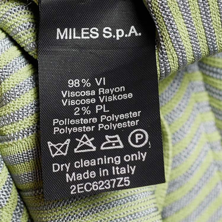 Pre Owned Giorgio Armani Green Striped Knit Long Sleeve Sweater S