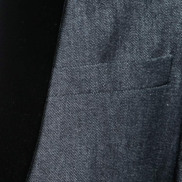 Pre Owned Giorgio Armani Dark Blue Denim Velvet-Lapel Tuxedo Jacket M   