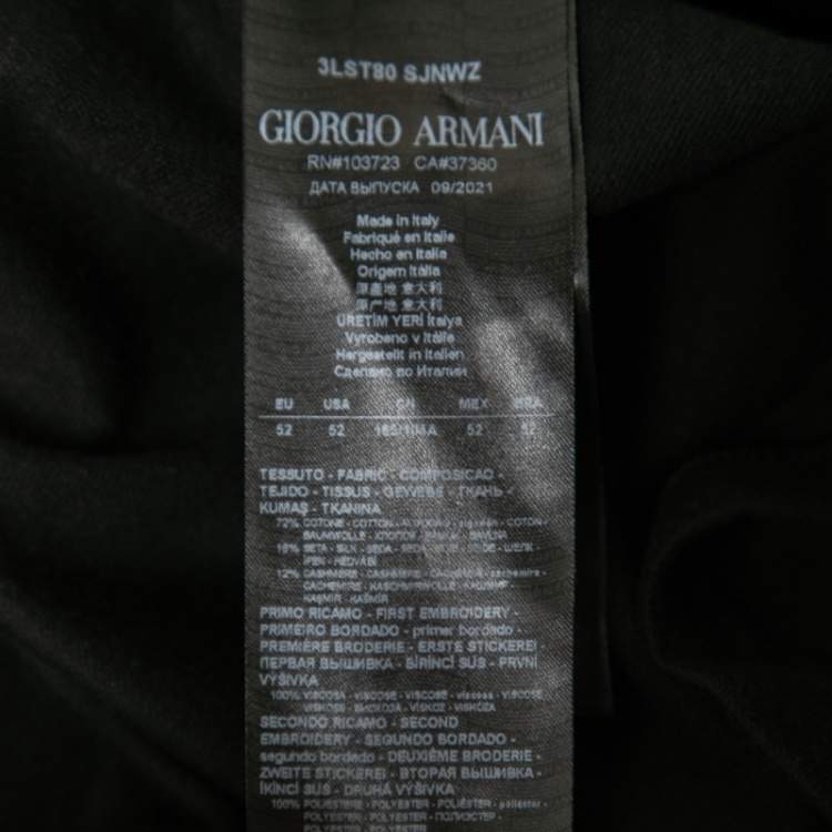Pre Owned Giorgio Armani Black Cotton Knit Logo Detail Round Neck T-Shirt XL