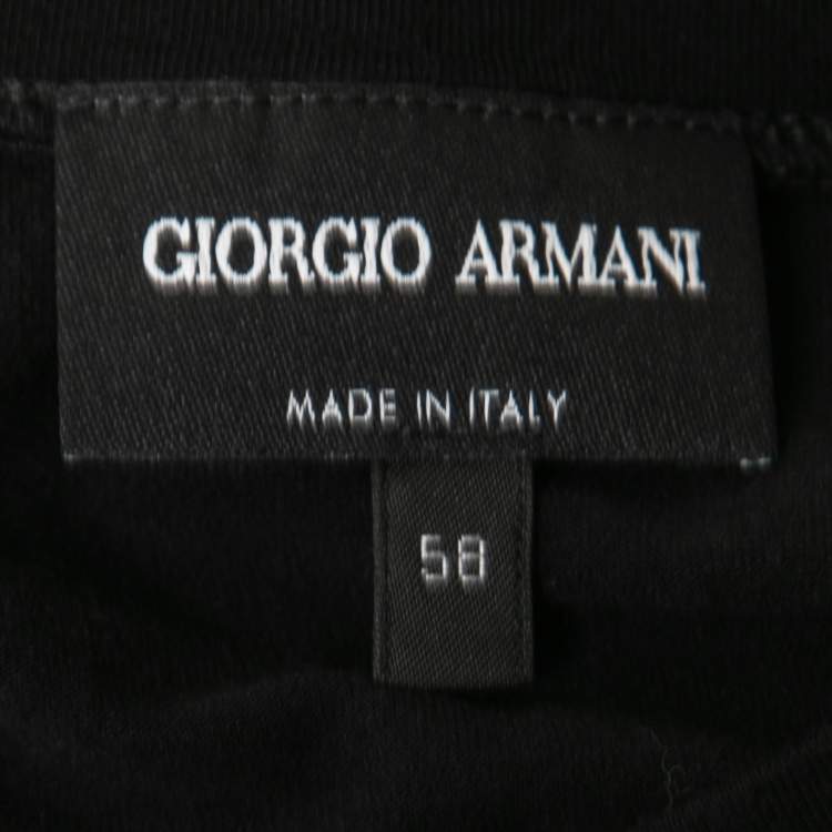 Pre Owned Giorgio Armani Black Knit Signature Logo Detail T-Shirt 4XL