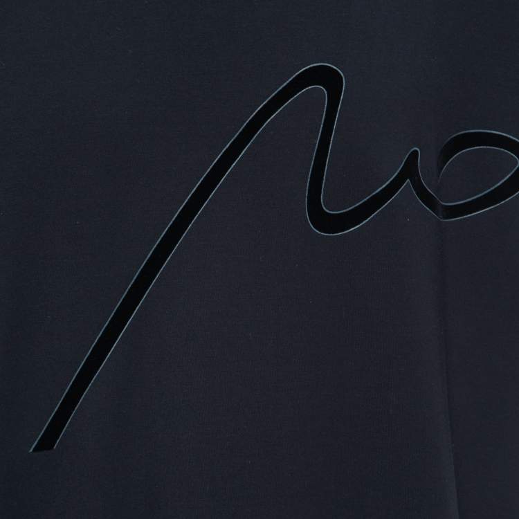 Pre Owned Giorgio Armani Navy Blue Flocked Logo Detail Modal Knit T-Shirt 3XL