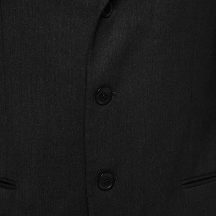 Pre Owned Armani Collezioni Charcoal Grey Wool Single Breasted Blazer L
