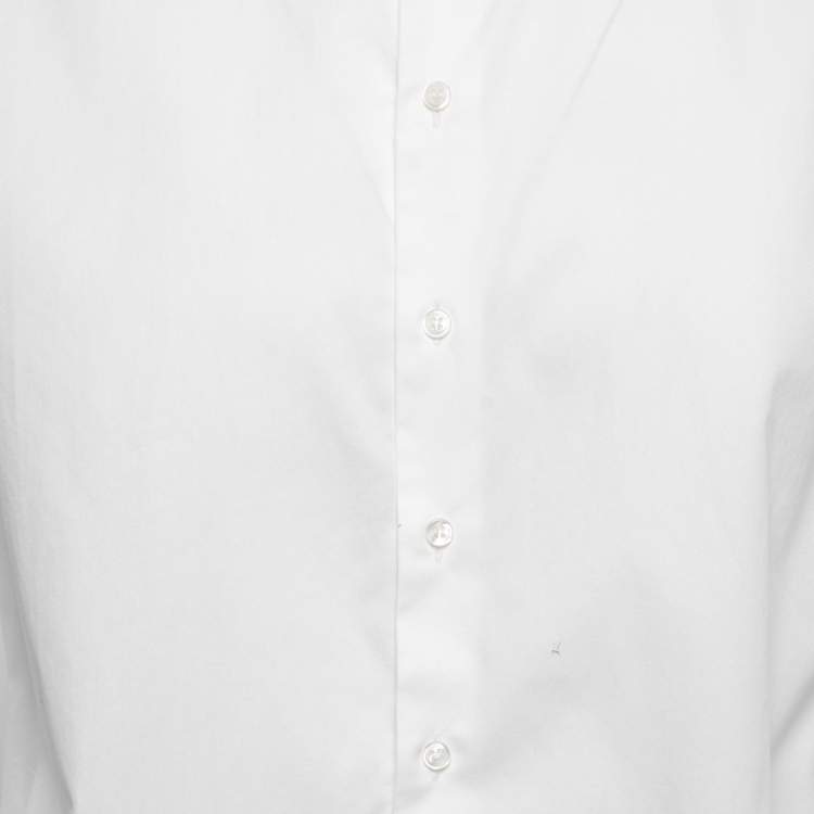 Pre Owned Giorgio Armani White Cotton Button Front Shirt L