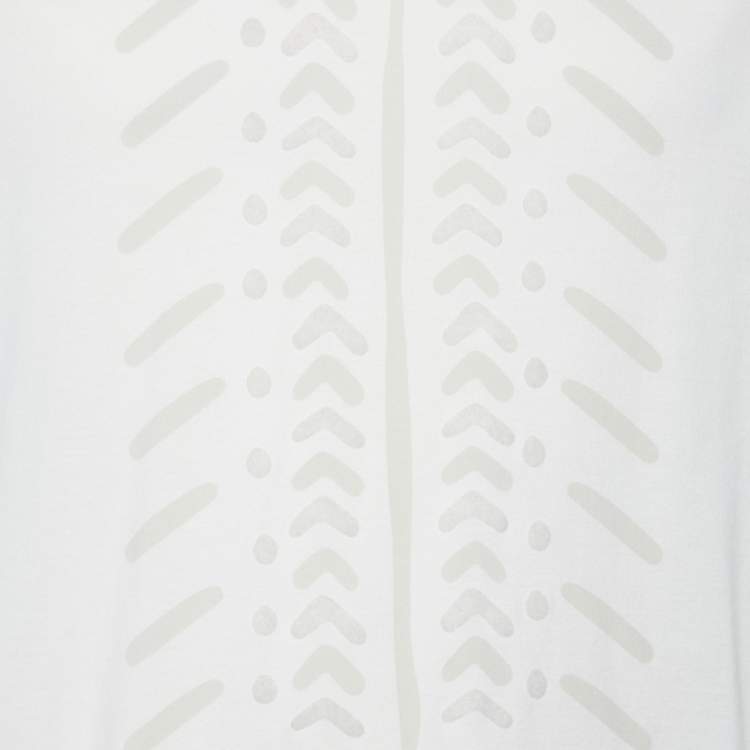 Pre Owned Giorgio Armani Cream Printed Cotton Knit T-Shirt 3XL