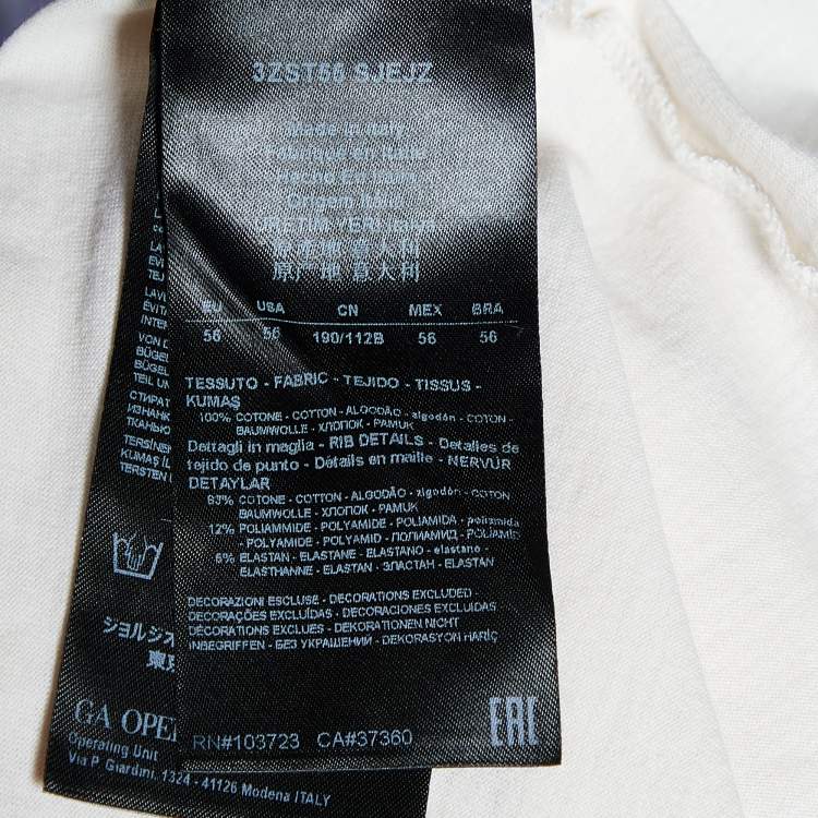 Pre Owned Giorgio Armani Cream Printed Cotton Knit T-Shirt 3XL