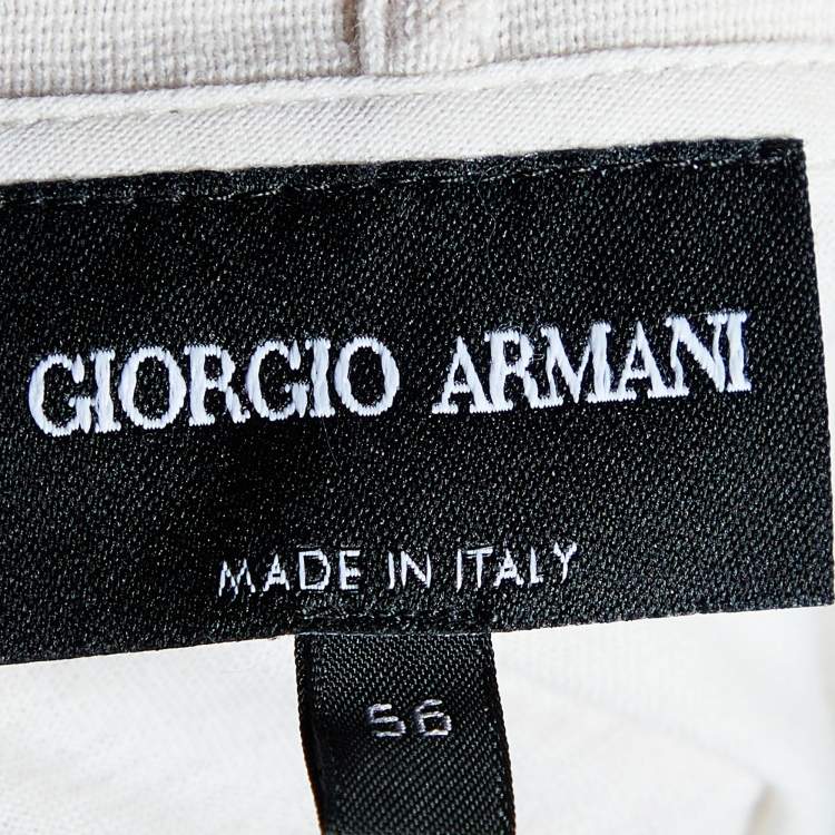 Pre Owned Giorgio Armani Cream Printed Cotton Knit T-Shirt 3XL