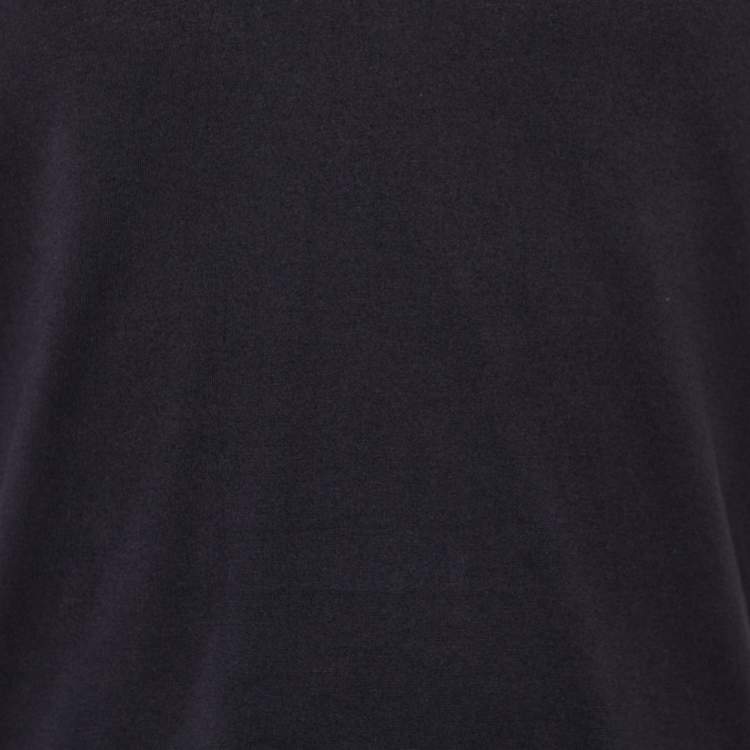 Pre Owned Giorgio Armani Black Cotton Knit Contrast Collar Detail T-Shirt M