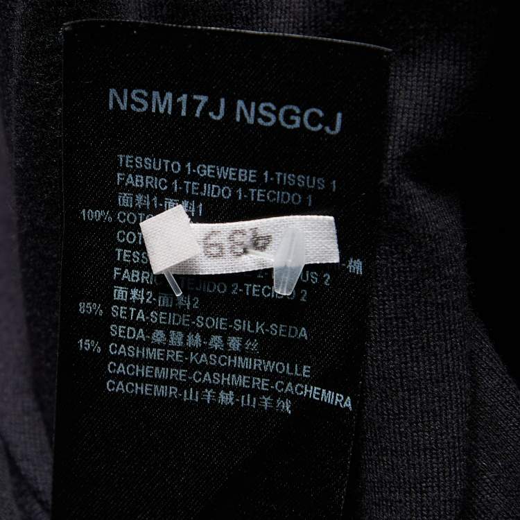 Pre Owned Giorgio Armani Black Cotton Knit Contrast Collar Detail T-Shirt M