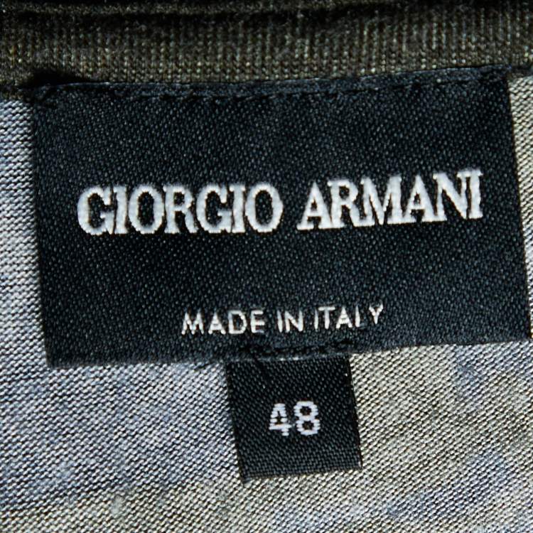 Pre Owned Giorgio Armani Dark Green & Navy Blue Knit Abstract Print T Shirt M