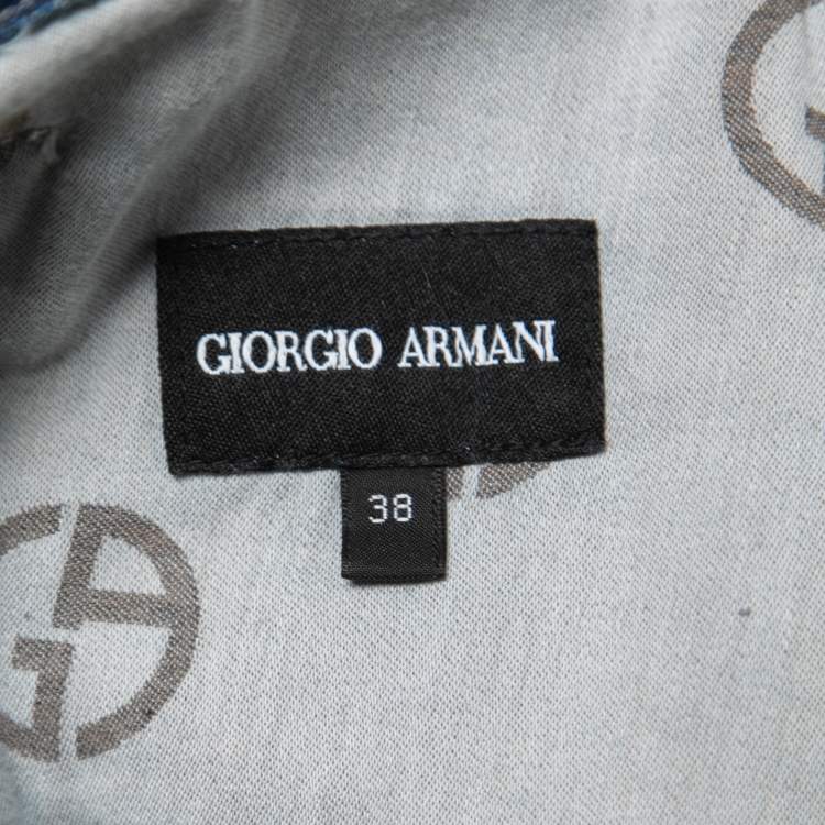 Pre Owned Giorgio Armani Blue Washed Denim Straight Fit Jeans XL Waist 38"