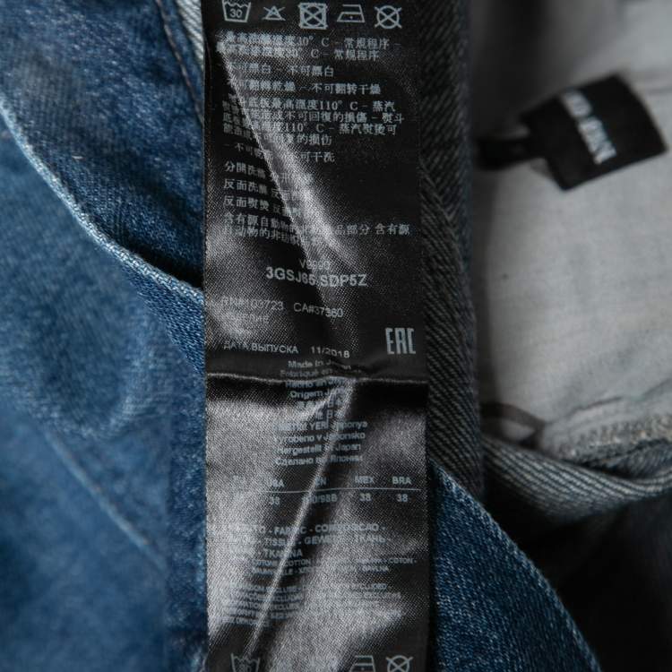 Pre Owned Giorgio Armani Blue Washed Denim Straight Fit Jeans XL Waist 38"