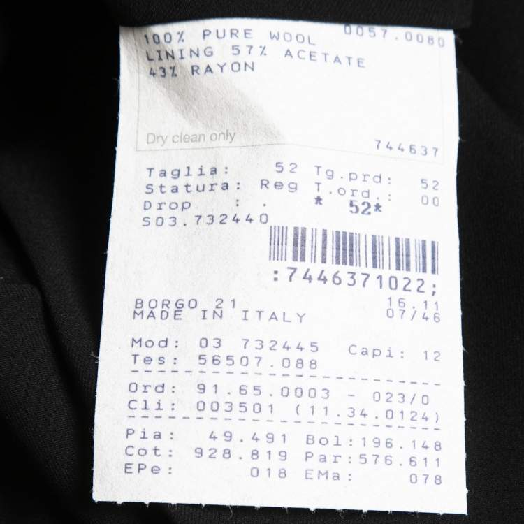 Pre Owned Giorgio Armani Black Crepe Straight Fit Pants L