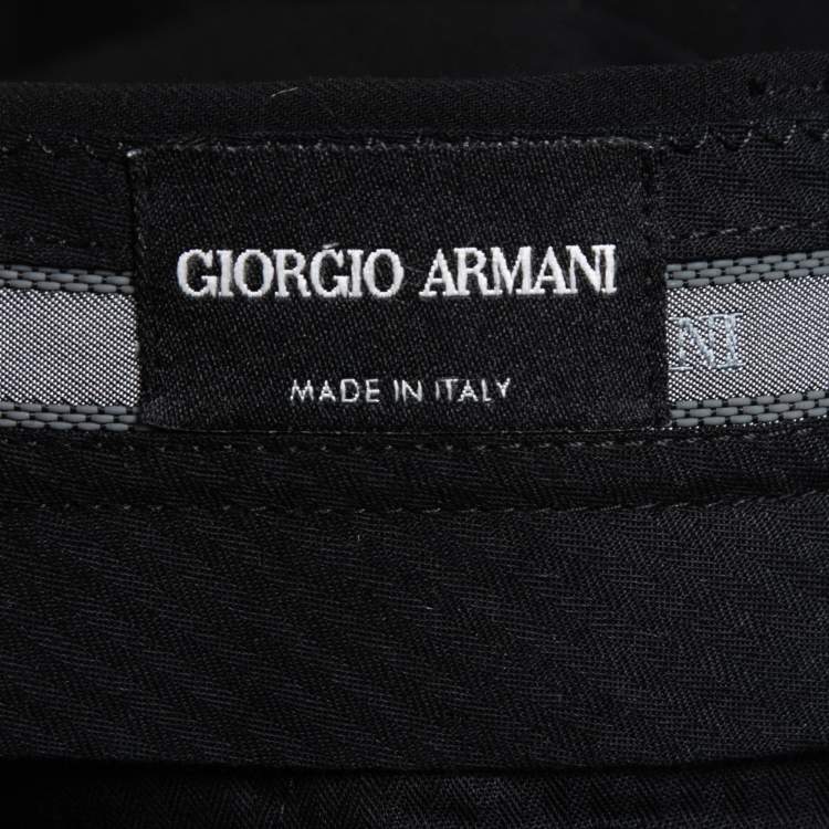 Pre Owned Giorgio Armani Black Crepe Straight Fit Pants L