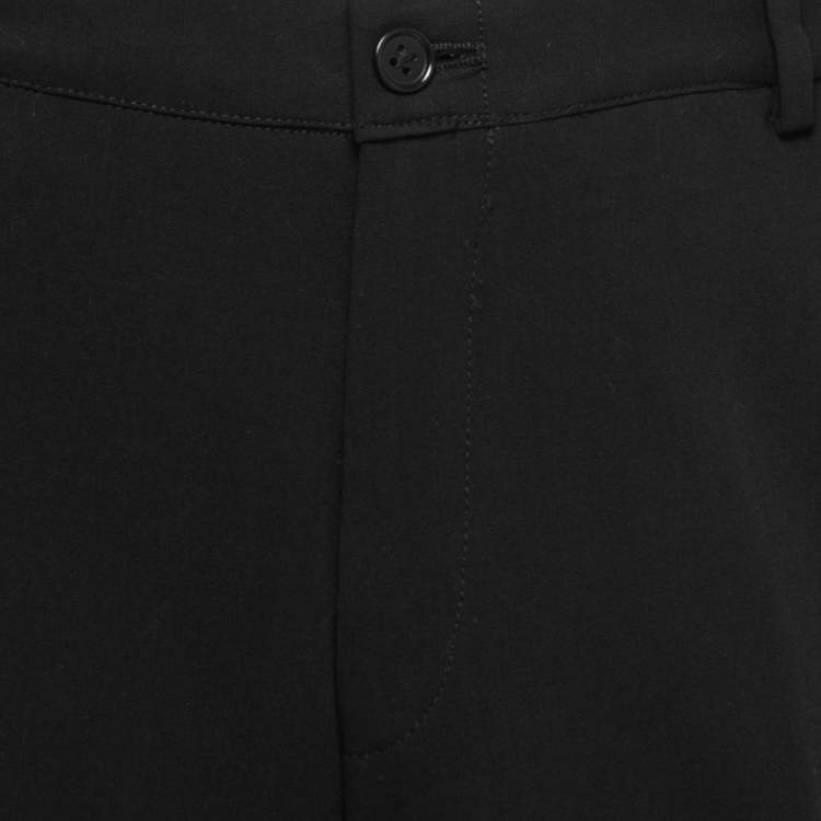 Pre Owned Giorgio Armani Black Crepe Straight Fit Pants L