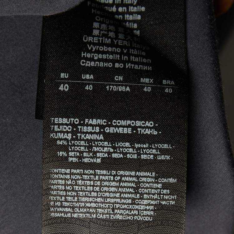 Pre Owned Giorgio Armani Navy Blue Lyocell & Silk Button Front Shirt L