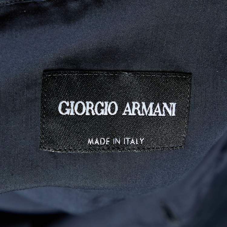 Pre Owned Giorgio Armani Navy Blue Lyocell & Silk Button Front Shirt L