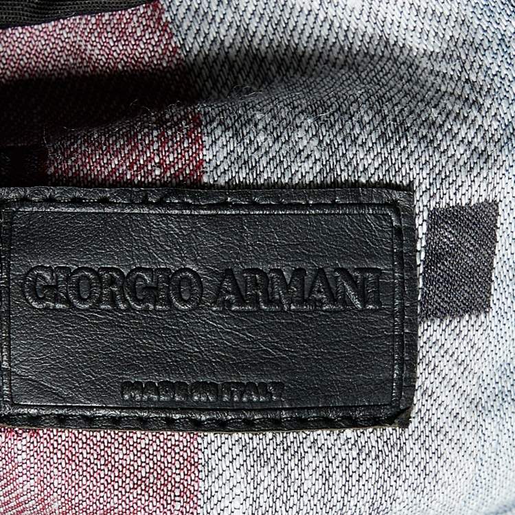 Pre Owned Giorgio Armani Blue Geometric Pattern Linen Blend Shorts L