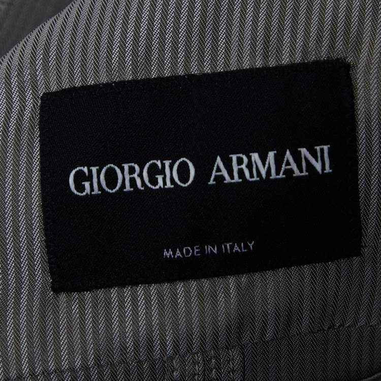 Pre Owned Giorgio Armani Beige Textured Lien Button Front Jacket XL
