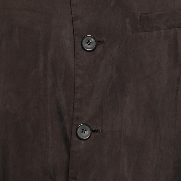Pre Owned Giorgio Armani Brown Rayon Button Front Jacket XL