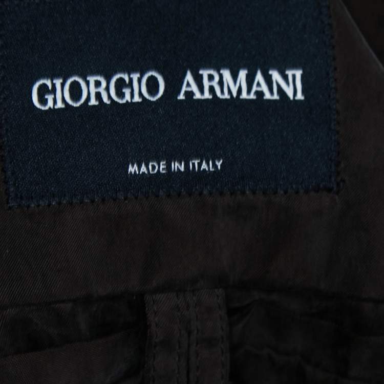 Pre Owned Giorgio Armani Brown Rayon Button Front Jacket XL