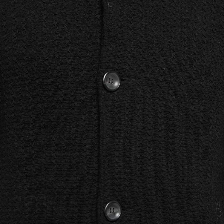 Pre Owned Giorgio Armani Vintage Black Textured Wool Button Front  Jacket XL