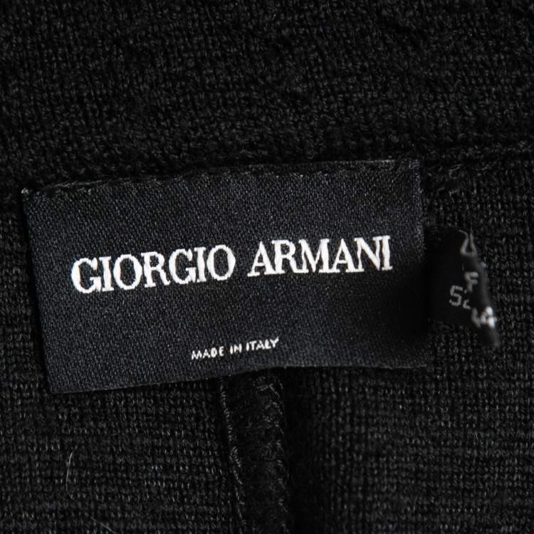 Pre Owned Giorgio Armani Vintage Black Textured Wool Button Front  Jacket XL