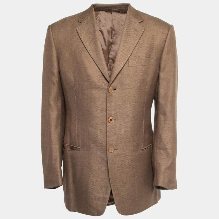 Pre Owned Giorgio Armani Vintage Brown Wool Single Breasted Blazer XL