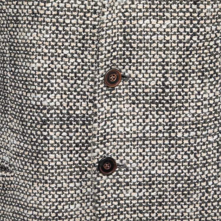 Pre Owned Giorgio Armani Vintage Beige Tweed Single Breasted Blazer XL