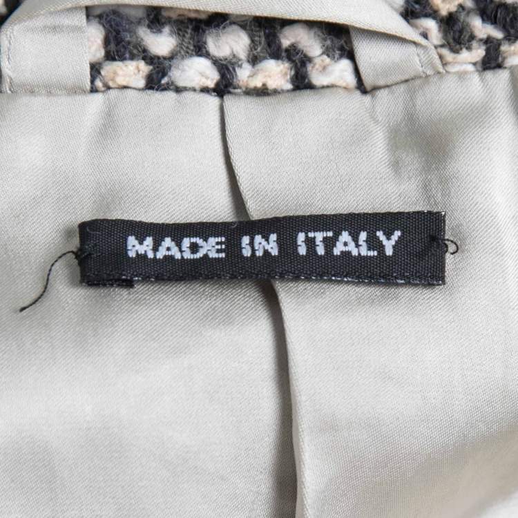 Pre Owned Giorgio Armani Vintage Beige Tweed Single Breasted Blazer XL