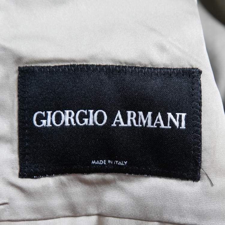Pre Owned Giorgio Armani Vintage Beige Tweed Single Breasted Blazer XL