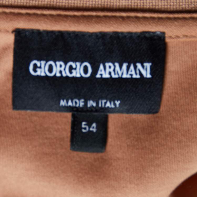 Pre Owned Giorgio Armani Brown Cotton Knit Logo Embroidered Polo T-Shirt XXL