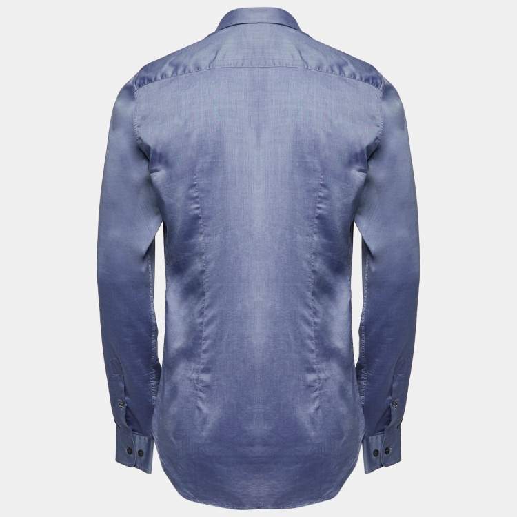 Giorgio Armani Blue Cotton Button Down Full Sleeve Shirt L Giorgio