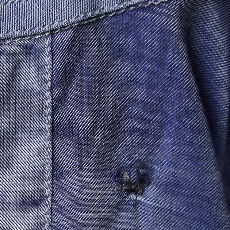 Pre Owned Giorgio Armani Blue Cotton Button Down Full Sleeve Shirt L