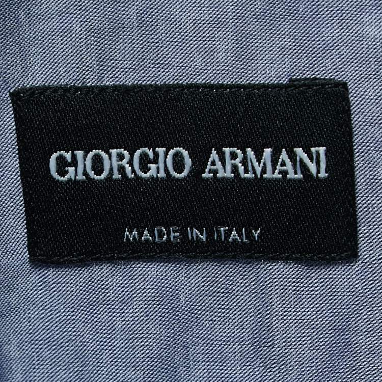 Pre Owned Giorgio Armani Blue Cotton Button Down Full Sleeve Shirt L