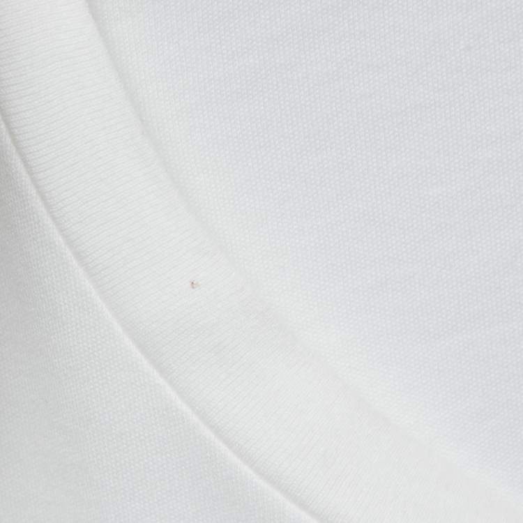 Pre Owned Giorgio Armani White Cotton Signature Logo Embroidered T-Shirt XL