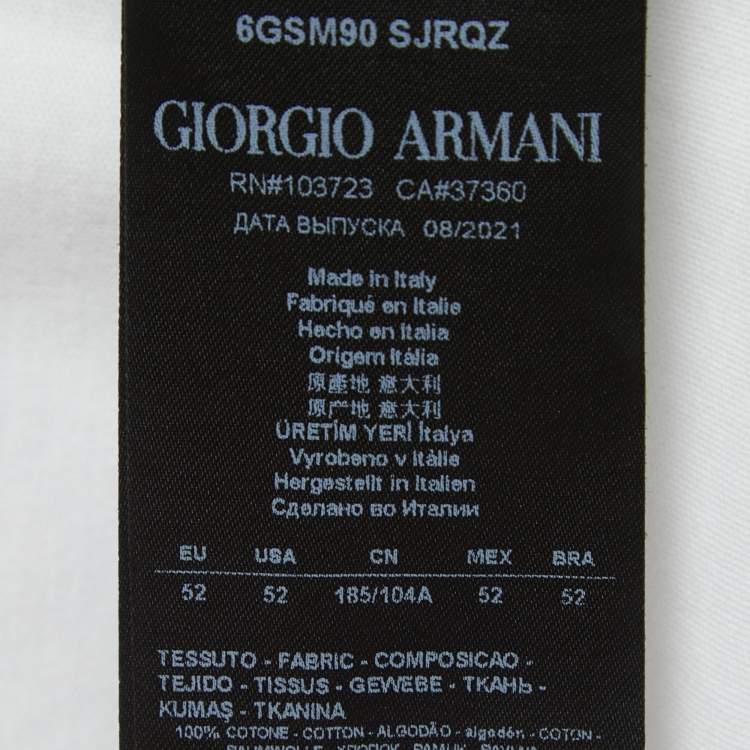 Pre Owned Giorgio Armani White Cotton Signature Logo Embroidered T-Shirt XL