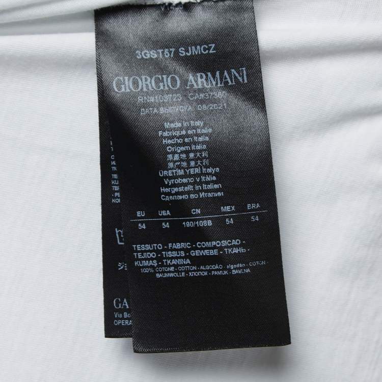 Pre Owned Giorgio Armani White Logo Print Cotton Crew Neck T-Shirt XXL